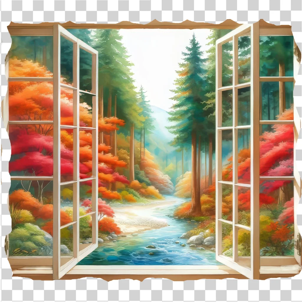 Free Clipart (Autumn Trees in Window)