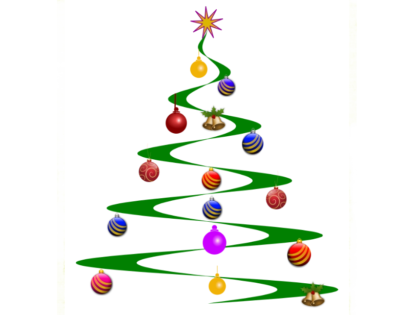 Free Colorful Green Ribbon Christmas Tree Clipart! (PNG and SVG)